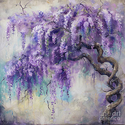 Florals Paintings - Wisteria Tree by Tina LeCour
