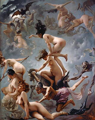 Drawings Rights Managed Images - Witches Going to The Sabbath - Luis Ricardo Falero 1878 Royalty-Free Image by Luis Ricardo Falero