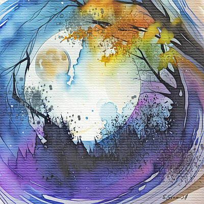 Impressionism Digital Art - Witchy Moon by Elaine Sonne