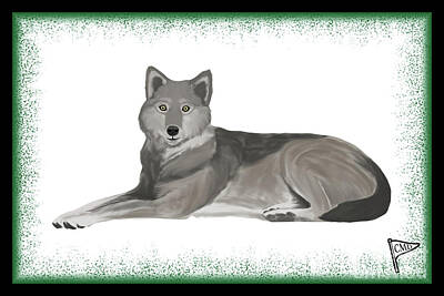 Animals Digital Art - Wolf Green by College Mascot Designs