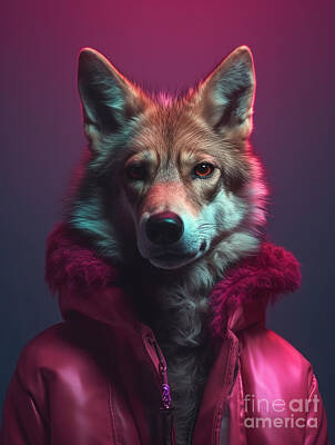 Animals Paintings - Wolf    Surreal  Cinematic  Minimalistic  Shot  by Asar Studios by Celestial Images