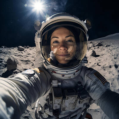 Abstract Landscape Royalty-Free and Rights-Managed Images - Woman Astronaut taking a selfie on the moon. It 6b5e8dc1 5230 4486 97c4 46d6762b739a by Asar Studios by Timeless Images Archive