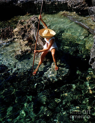 City Scenes Photos - Woman Fishing in a Stream - 1947 by Sad Hill - Bizarre Los Angeles Archive