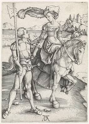 Vine Ripened Tomatoes - Woman horse and soldier, Albrecht Durer, 1495  1499 by Arpina Shop
