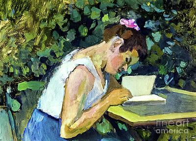 Namaste With Pixels - Woman Reading in a Garden by Henri Matisse 1903 by Henri Matisse