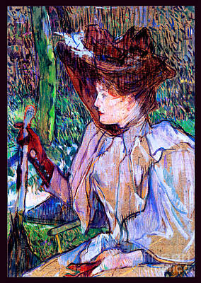 Animal Paintings David Stribbling - Woman with Gloves Honorine Platzer 1891 by Henri Toulouse-Lautrec