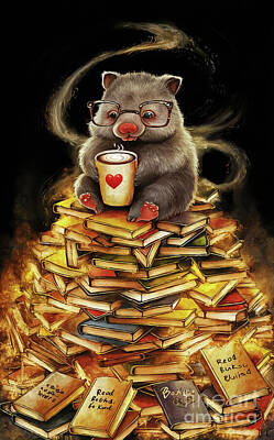 Drawings Rights Managed Images - Wombats lover - Book Lover - Read Books - Book Lover - Gift Book Reader - Gift for Librarian - Read Books Be Kind Stay Weird - Be Kind Royalty-Free Image by Grover Mcclure