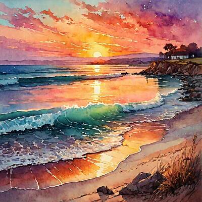 Beach Digital Art - Wonderfull Sunset 1 by Fantastic Designs