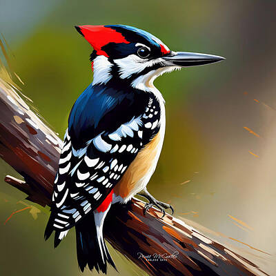 Mixed Media Royalty Free Images - Woodpecker Royalty-Free Image by Pennie McCracken