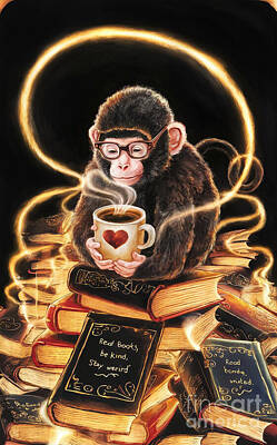 Drawings Rights Managed Images - Woolly monkey lover - Book Lover - Read Books - Book Lover - Gift Book Reader - Gift for Librarian - Read Books Be Kind Stay Weird - Be Kind Royalty-Free Image by Grover Mcclure