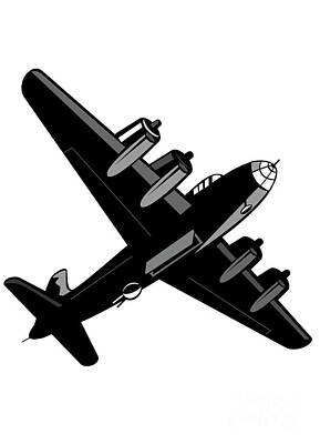 Studio Grafika Zodiac - World War Two Boeing B-29 Superfortress Bomber Airplanes Drop Bomb Retro Isolated by Aloysius Patrimonio