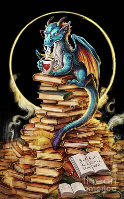 Drawings Rights Managed Images - Wyvern lover - Book Lover - Read Books - Book Lover - Gift Book Reader - Gift for Librarian - Read Books Be Kind Stay Weird - Be Kind Royalty-Free Image by Grover Mcclure