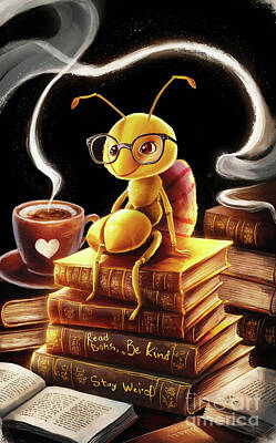 Drawings Rights Managed Images - Yellow Ant lover - Book Lover - Read Books - Book Lover - Gift Book Reader - Gift for Librarian - Read Books Be Kind Stay Weird - Be Kind Royalty-Free Image by Grover Mcclure