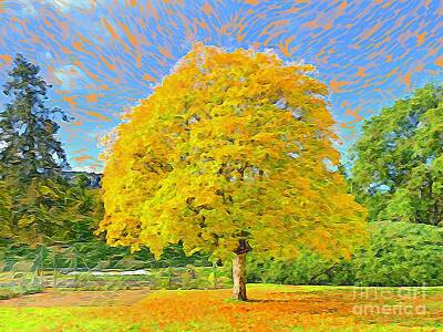 Easter Egg Hunt Royalty Free Images - Yellow Autumn  Leaved Tree Digital Artwork Royalty-Free Image by Douglas Brown