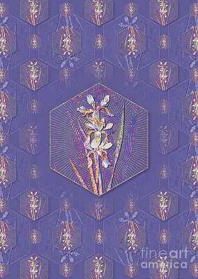 Cargo Boats Rights Managed Images - Yellow Banded Iris Geometric Mosaic Pattern in Veri Peri n.0459 Royalty-Free Image by Holy Rock Design