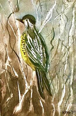 Multichromatic Abstracts - Yellow Breasted North American Woodpecker by Mike King