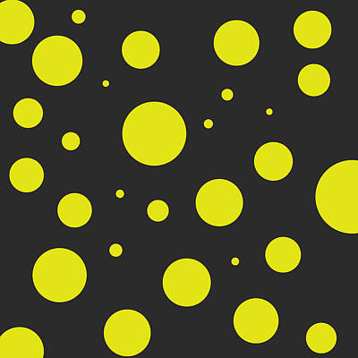 Discover Inventions - Yellow Polka Dot Pattern on Black by Jason Fink