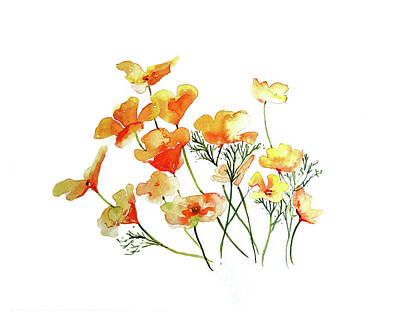 Colorful Fish Xrays - Yellow Poppies by Luisa Millicent