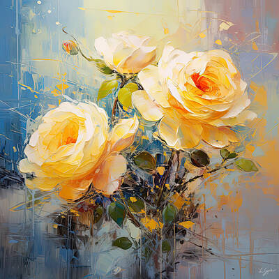 Roses Royalty-Free and Rights-Managed Images - Yellow Roses Art  by Lourry Legarde