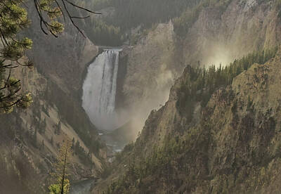 Western Art Royalty Free Images - Yellowstone Lower Falls Mist at Sunset Royalty-Free Image by Norma Brandsberg