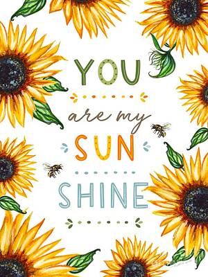 Sunflowers Paintings - You Are My Sunshine by Elizabeth Robinette Tyndall