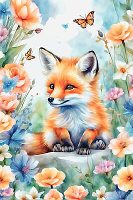 Digital Art - Young Fox by Manjik Pictures