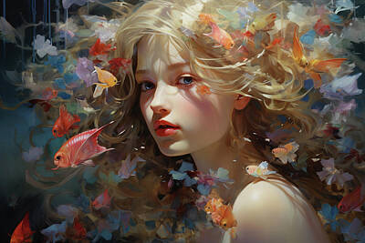 On Trend Breakfast - Young Girl Embraced by a Fluttering Symphony of Butterflies by Boyan Dimitrov