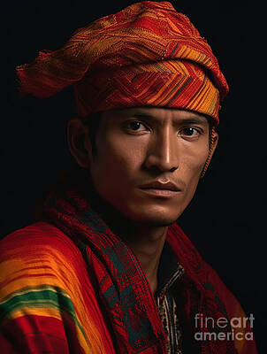 Surrealism Royalty Free Images - Youth  from  Mashco  Piro  Tribe  Peru  exremely  by Asar Studios Royalty-Free Image by Celestial Images