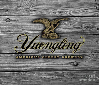 Recently Sold - Beer Digital Art - Yuengling Beer Plaque Gray Rustic Boards by Lone Palm Studio