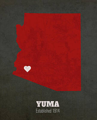 Traditional Bells - Yuma Arizona City Map Founded 1914 University of Arizona Color Palette by Design Turnpike