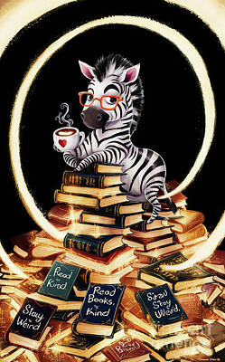 Drawings Rights Managed Images - Zebras lover - Book Lover - Read Books - Book Lover - Gift Book Reader - Gift for Librarian - Read Books Be Kind Stay Weird - Be Kind Royalty-Free Image by Grover Mcclure