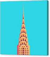 Chrysler Building Minimal - Text Cyan Canvas Print