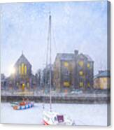 Snow Falling On The Claddagh Church - Galway Canvas Print