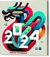 Vibrant Dragon 2024 - Modern Zodiac Graphic Canvas Print