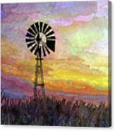 Windmill Sunset 5 - Pastel Colors Canvas Print
