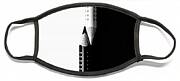 Two Drawing Pencils On A Black And White Surface. Face Mask Two Drawing Pencils On A Black And White Surface. Face Mask