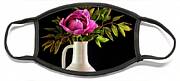 Tree Peony Lan He Paeonia Suffruticosa Rockii In A White Vase On A Black Background Face Mask Tree Peony Lan He Paeonia Suffruticosa Rockii In A White Vase On A Black Background Face Mask