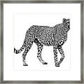 African Cheetah Big Cat Ink Illustration Framed Print