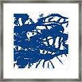 Blue Sponged Splatter Abstract Art Painting Framed Print