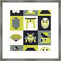 Japan Pattern - Chartreuse Framed Print