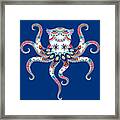 Rubino Zen Octopus Blue Red White Framed Print