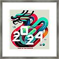 Vibrant Dragon 2024 - Modern Zodiac Graphic Framed Print
