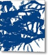 Blue Sponged Splatter Abstract Art Painting Metal Print