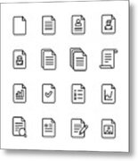 Document Line Icons. Editable Stroke. Pixel Perfect. For Mobile And Web. Contains Such Icons As Document, File, Communication, Resume, File Search. Metal Print