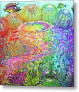 Rainbow Jellyfishes Metal Print