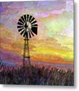 Windmill Sunset 5 - Pastel Colors Metal Print