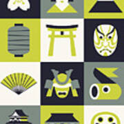 Japan Pattern - Chartreuse Poster