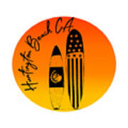Huntington Beach Surfboards And Sunsets Art Print
