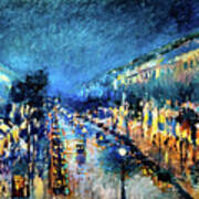 The Boulevard Montmartre At Night By Camille Pissarro 1897 Art Print