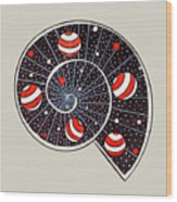 Spiral Galaxy Snail With Beach Ball Planets #2 Wood Print